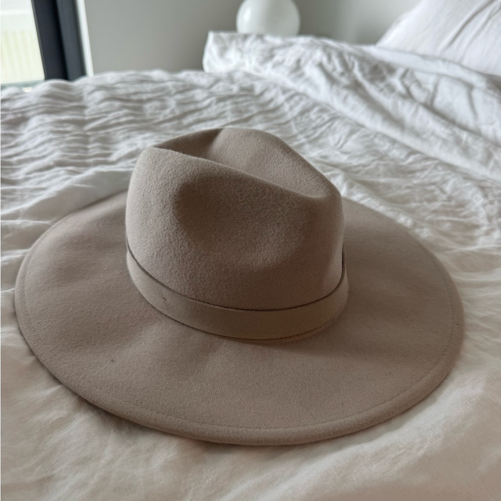 Free people beige felt wide rim hat